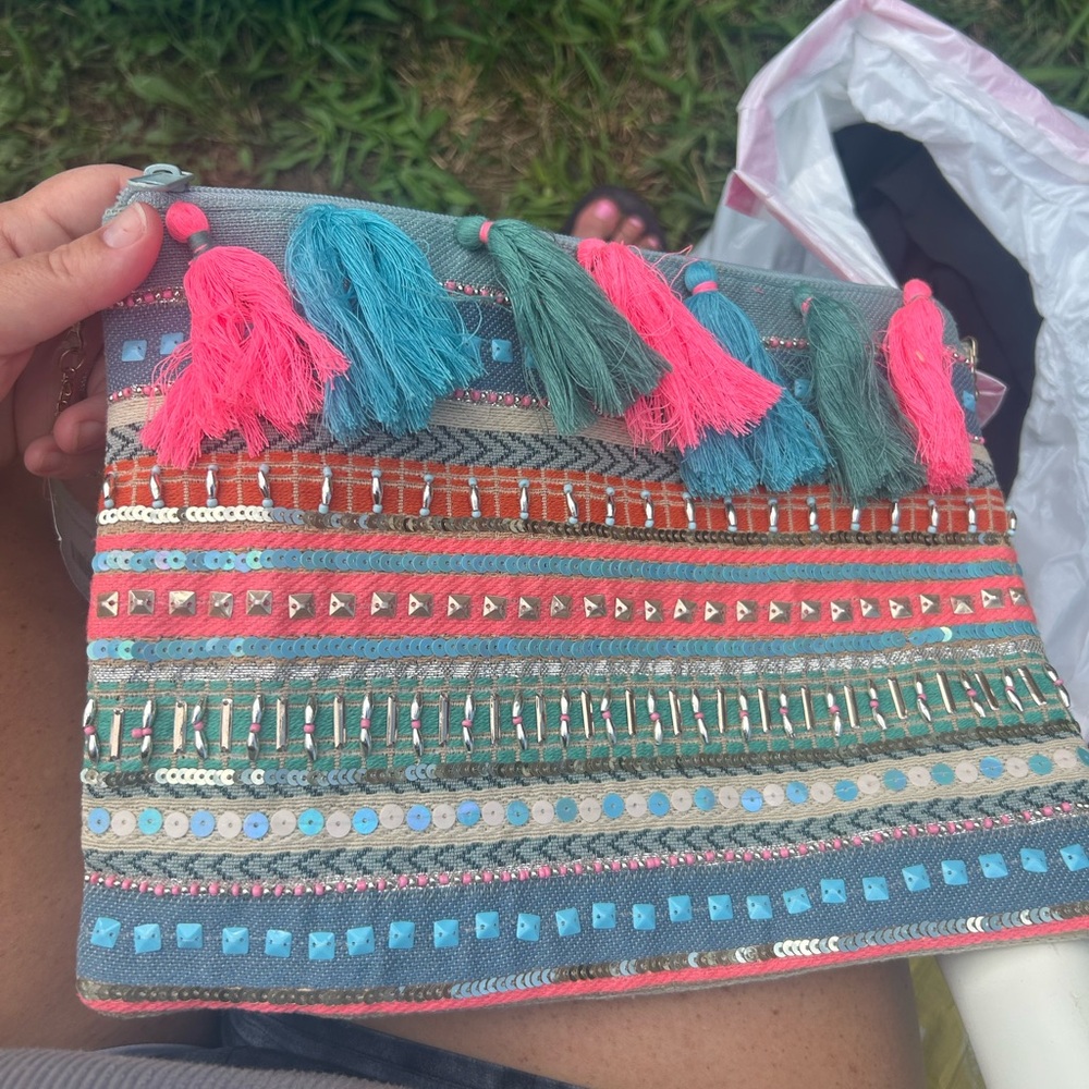 Colorful Tassel Clutch